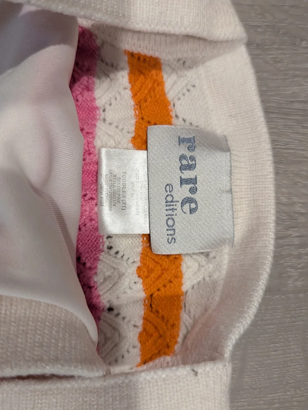 Rare Editions White Pink Orange Knit Kids Matching Set